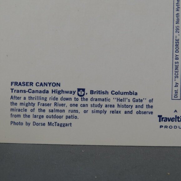 Vintage Postcard -Fraser Canyon Hell's Gate - Traveltime Trans Canada Collection - Picture 3 of 4